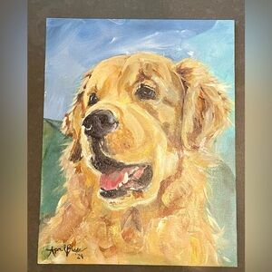 SOLD ELSEWHERE Original oil painting• Golden Retriever dog 9x12 signed by artist